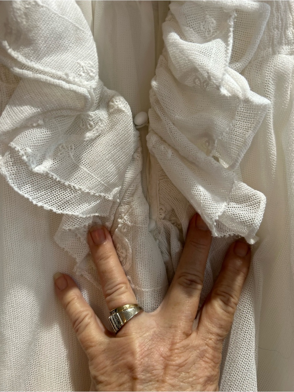 Anthropologie Ivory Ruffled Sleeveless Blouse - Picture 3 of 9